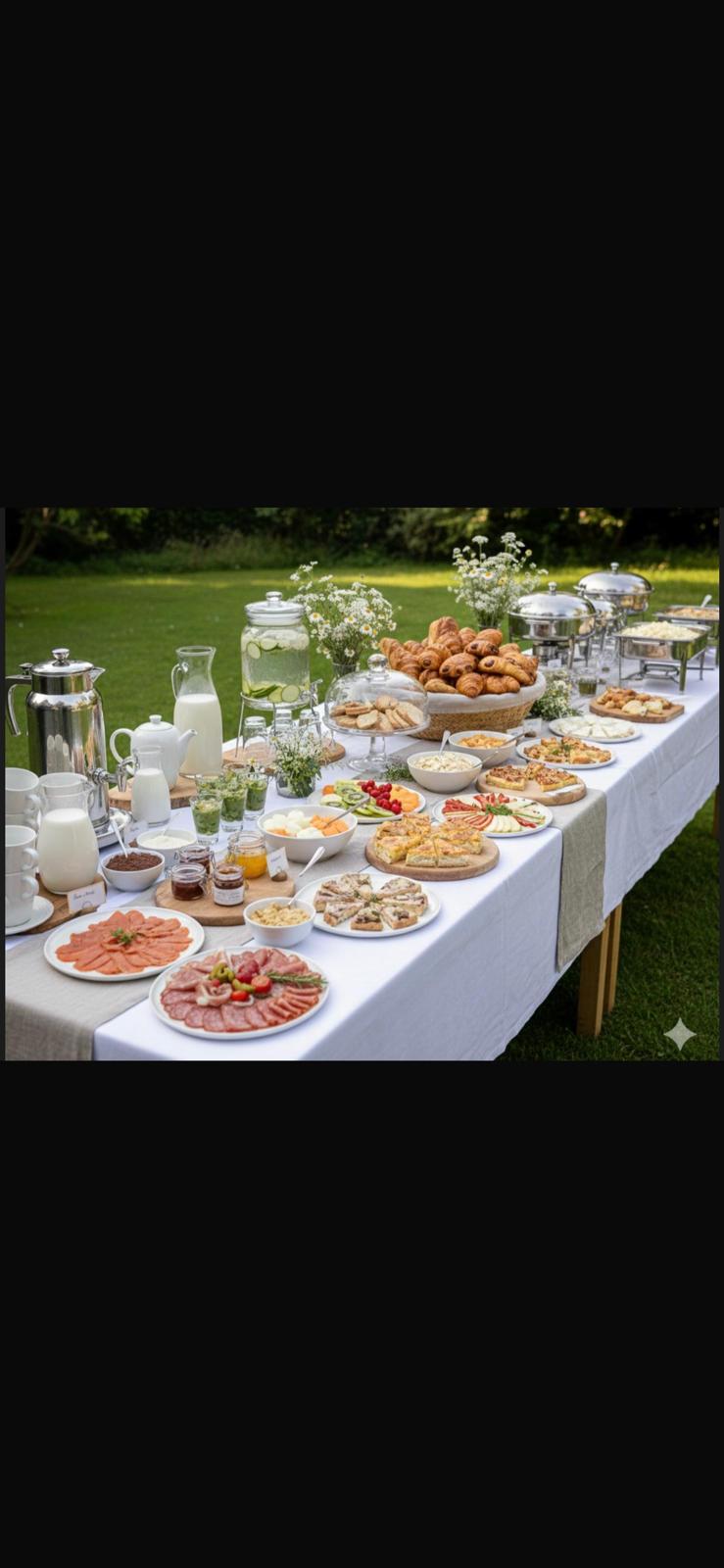 Brunch authentique servi en salle de réception dans l'Orne