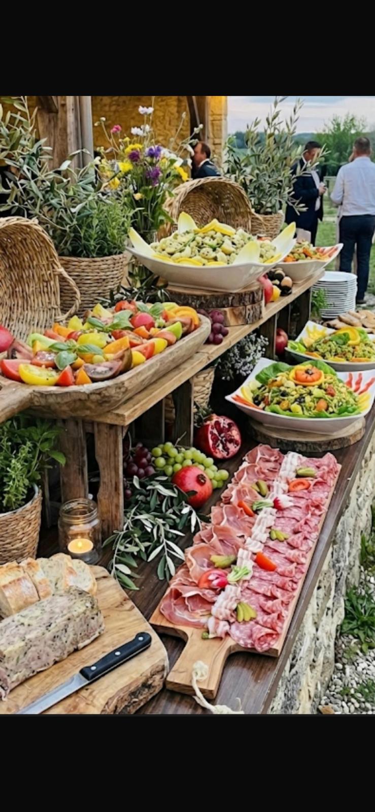 Buffet champêtre traiteur pour mariage en Normandie, Orne
